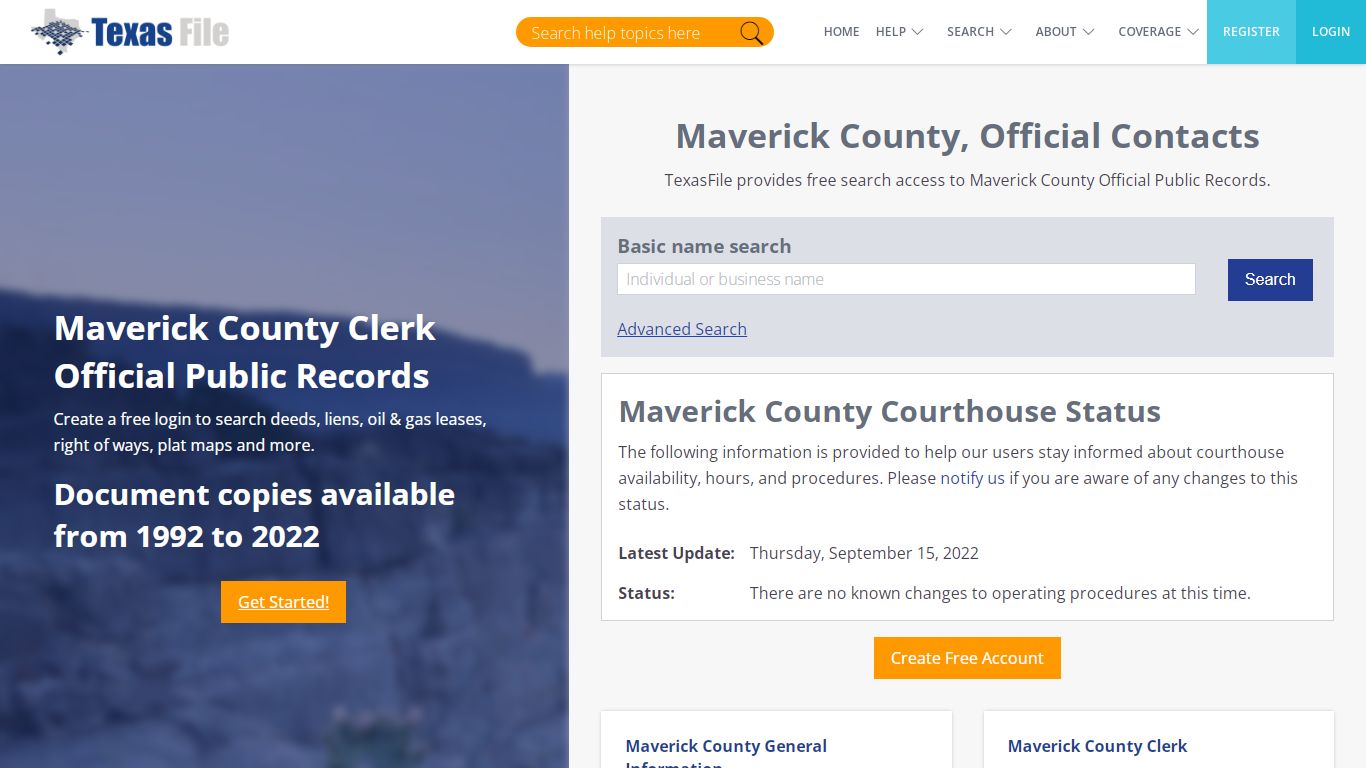 Maverick County Clerk Official Public Records | TexasFile