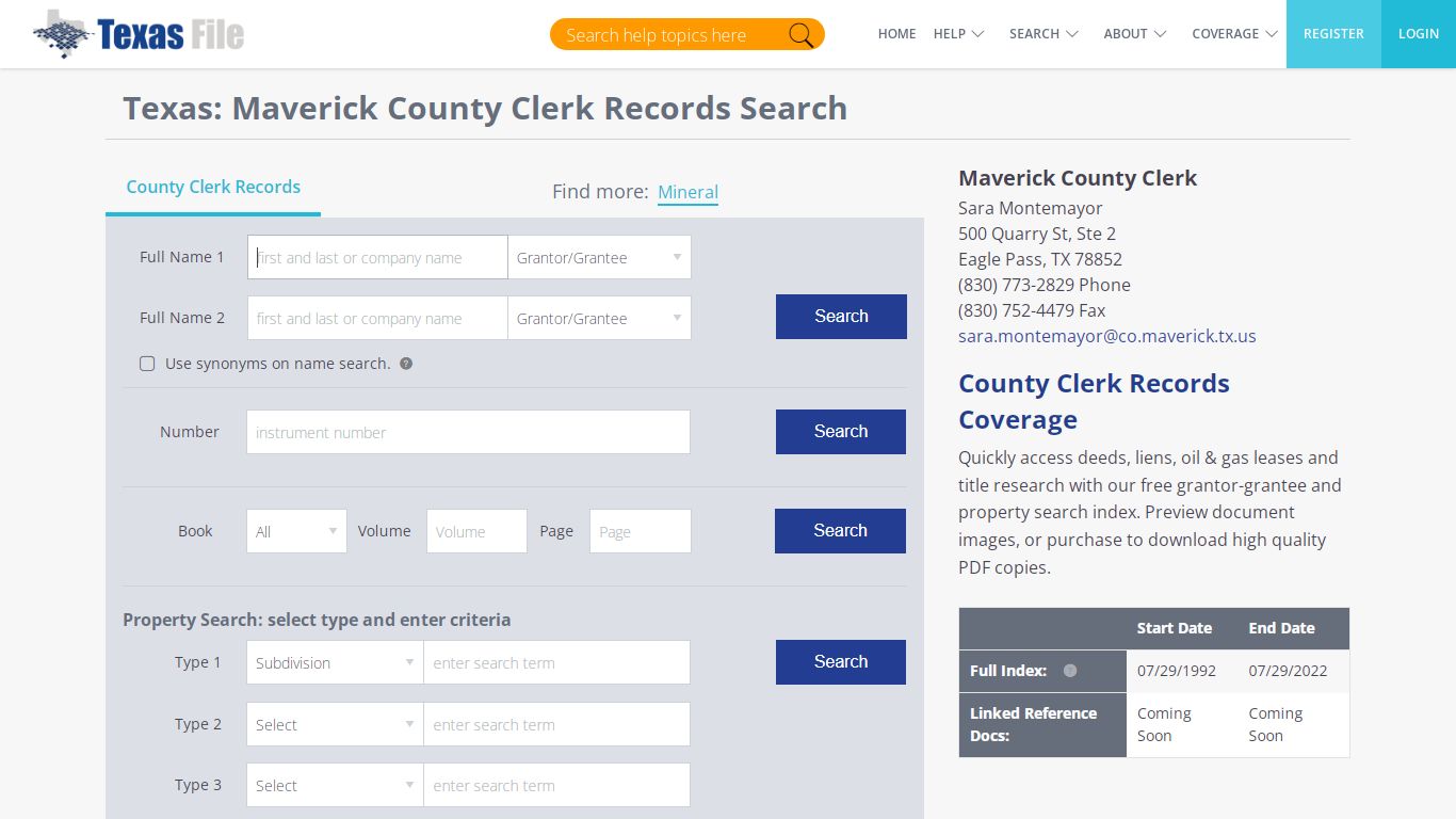 Maverick County Clerk Records Search | TexasFile